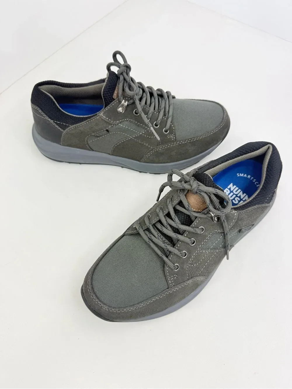 Nunn Bush EXCURSION Charcoal Lite Moc Toe Suede Textile Lace Up Walking Shoe